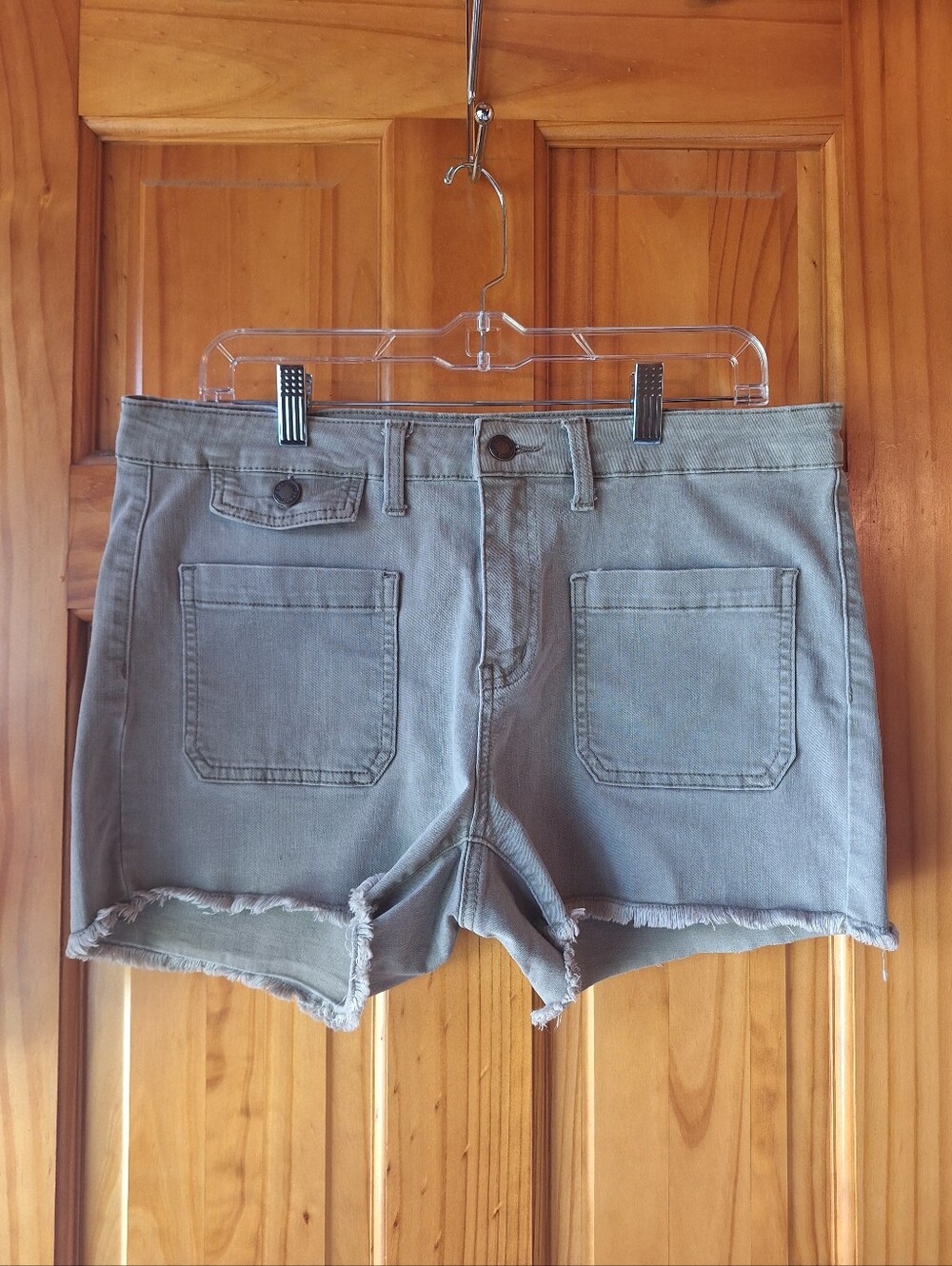 Womens Green Frayed Hem Shorts By Judy Blue Sz 31